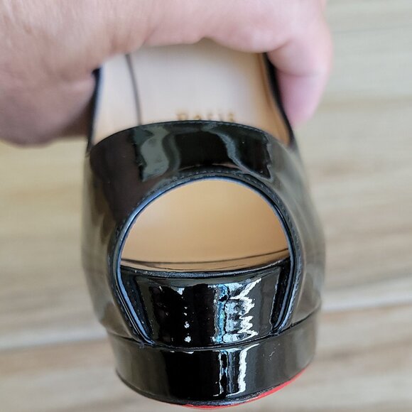 Christian Louboutin 150 Lady Peep Black Patent Leather Shoe Eur.35 - Picture 8 of 16